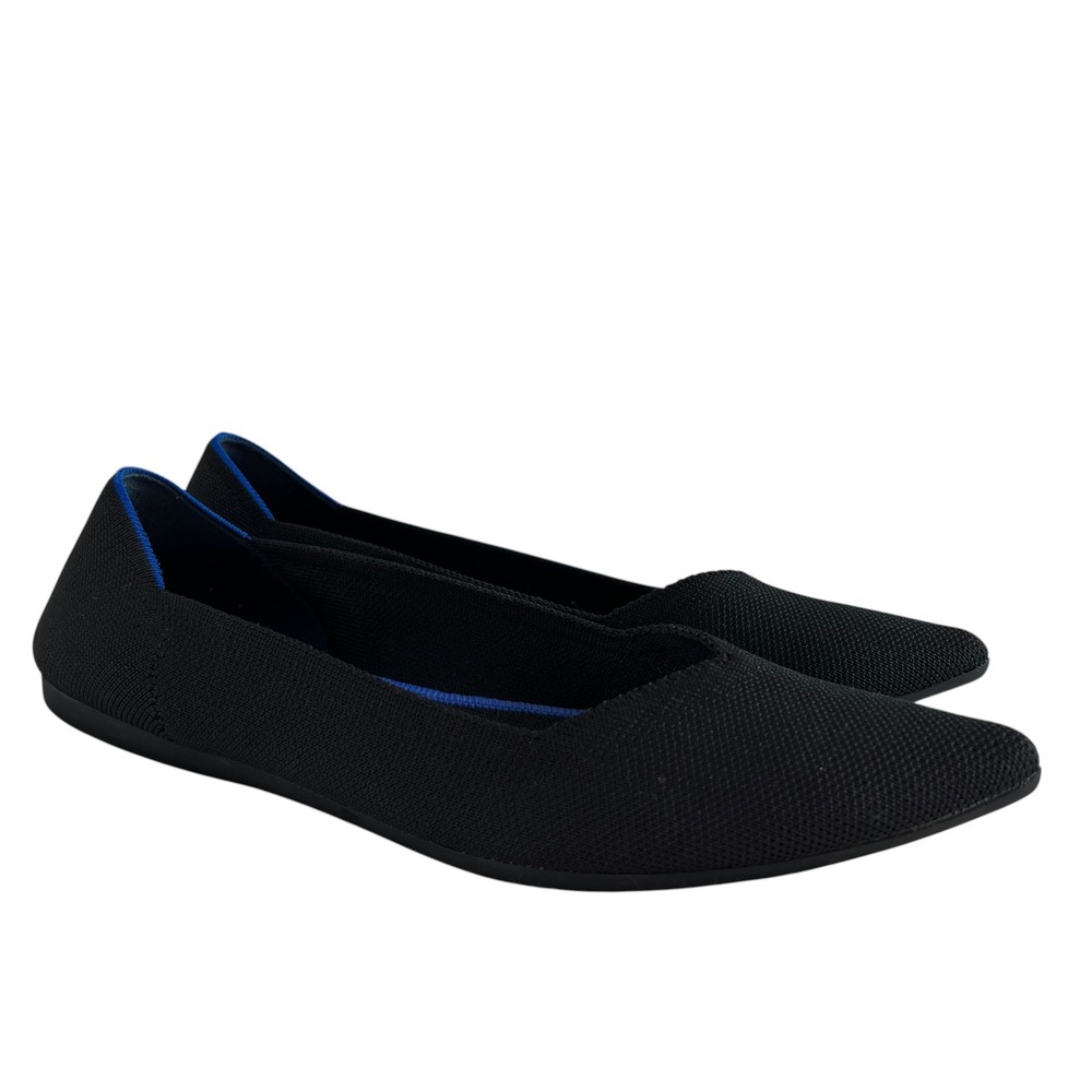 Rothy's The Point Black Solid Slip On Flats SZ 10 Minimalist Office Work Comfort